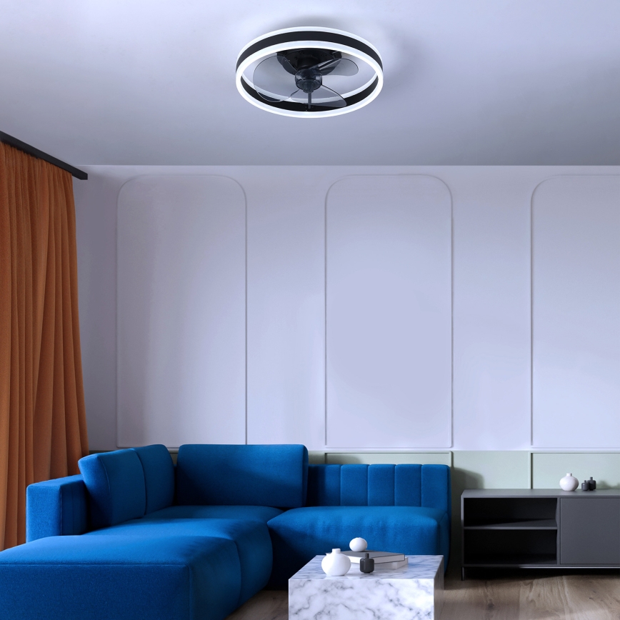 Brilagi - LED Loftlampe med ventilator dæmpbar LED/30W/230V 3000-6500K sort + fjernbetjening