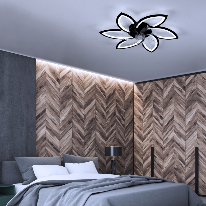 Brilagi - LED Loftlampe med ventilator dæmpbar LED/50W/230V 3000-6500K sort + fjernbetjening
