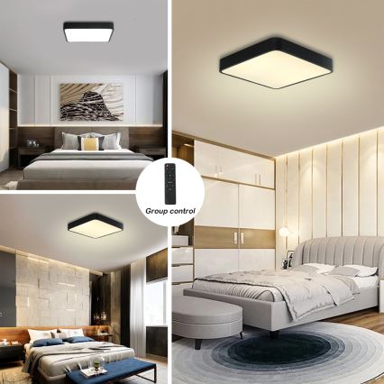 Brilagi - LED loftlampe dæmpbar POOL LED/48W/230V 3000-6000K 50x50 cm sort + fjernbetjening
