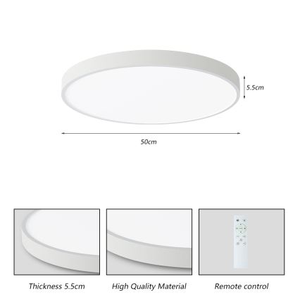 Brilagi - LED loftlampe dæmpbar POOL SMART LED/60W/230V 50 cm 3000-6000K Wi-Fi Tuya + fjernbetjening hvid