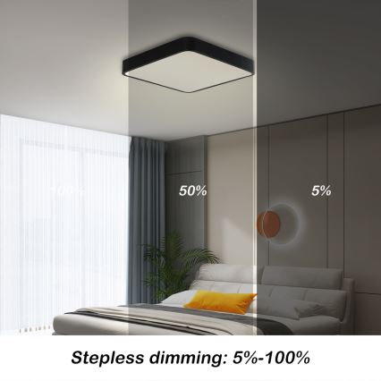 Brilagi - LED loftlampe dæmpbar POOL SQUARE LED/36W/230V 3000-6000K 40x40 cm sort + fjernbetjening