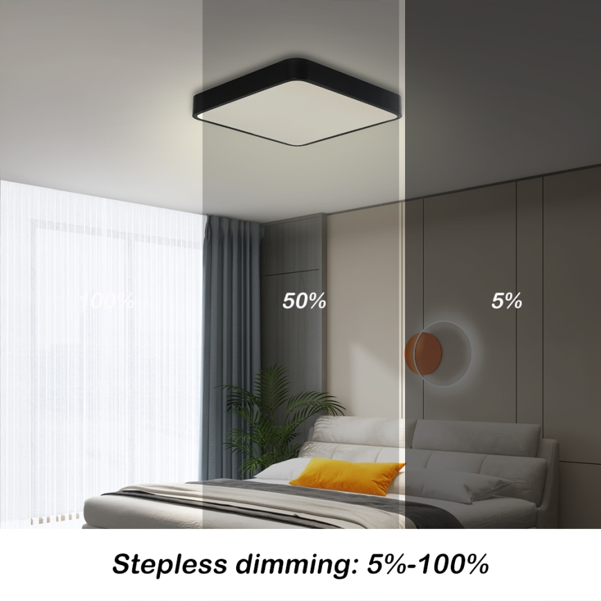 Brilagi - LED loftlampe dæmpbar POOL SQUARE LED/36W/230V 3000-6000K 40x40 cm sort + fjernbetjening
