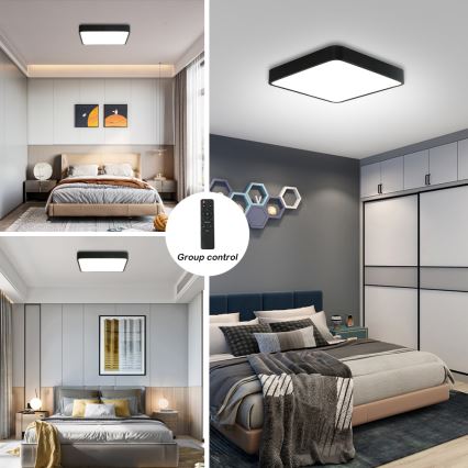 Brilagi - LED loftlampe dæmpbar POOL SQUARE LED/36W/230V 3000-6000K 40x40 cm sort + fjernbetjening