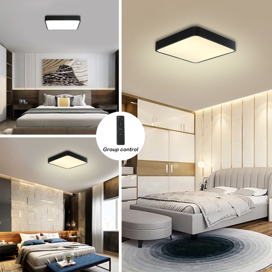 Brilagi - LED loftlampe dæmpbar POOL SQUARE LED/48W/230V 3000-6000K 50x50 cm sort + fjernbetjening