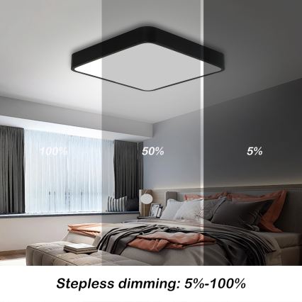 Brilagi - LED loftlampe dæmpbar POOL SQUARE LED/48W/230V 3000-6000K 50x50 cm sort + fjernbetjening