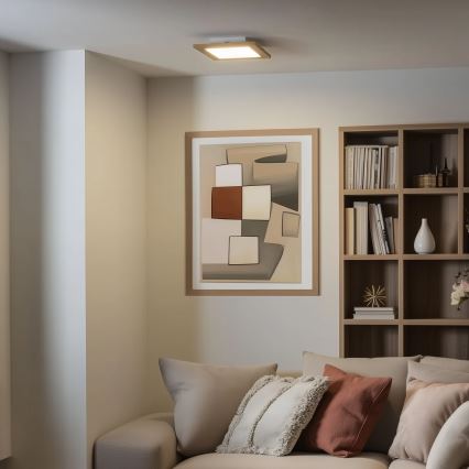 Brilagi - LED loftlampe dæmpbar SLIMFRAME WOOD LED/25W/230V 34x34 cm 3000-6000K brun + fjernbetjening
