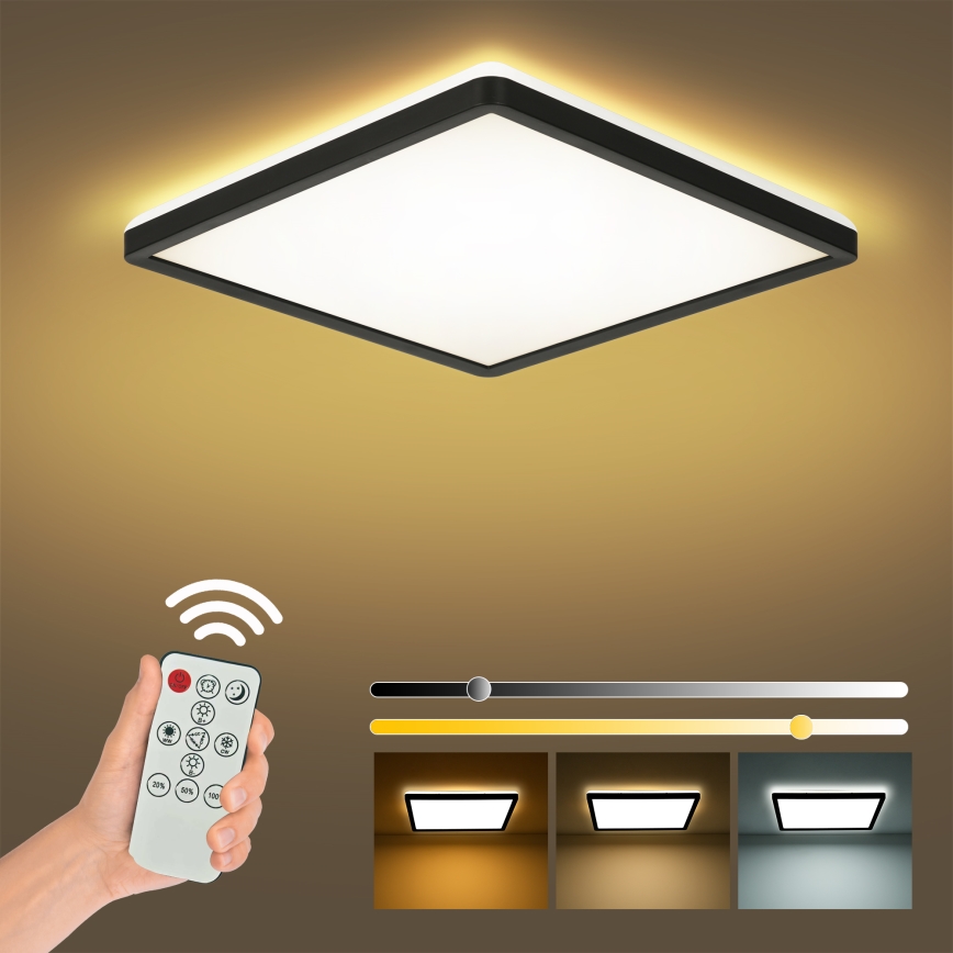 Brilagi - LED loftlampe dæmpbar ULTRA SLIM LED/18W/230V 2700-6500K 30x30 cm sort + fjernbetjening