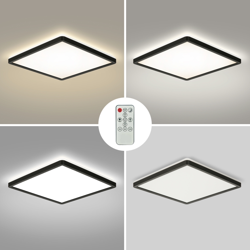 Brilagi - LED loftlampe dæmpbar ULTRA SLIM LED/18W/230V 2700-6500K 30x30 cm sort + fjernbetjening