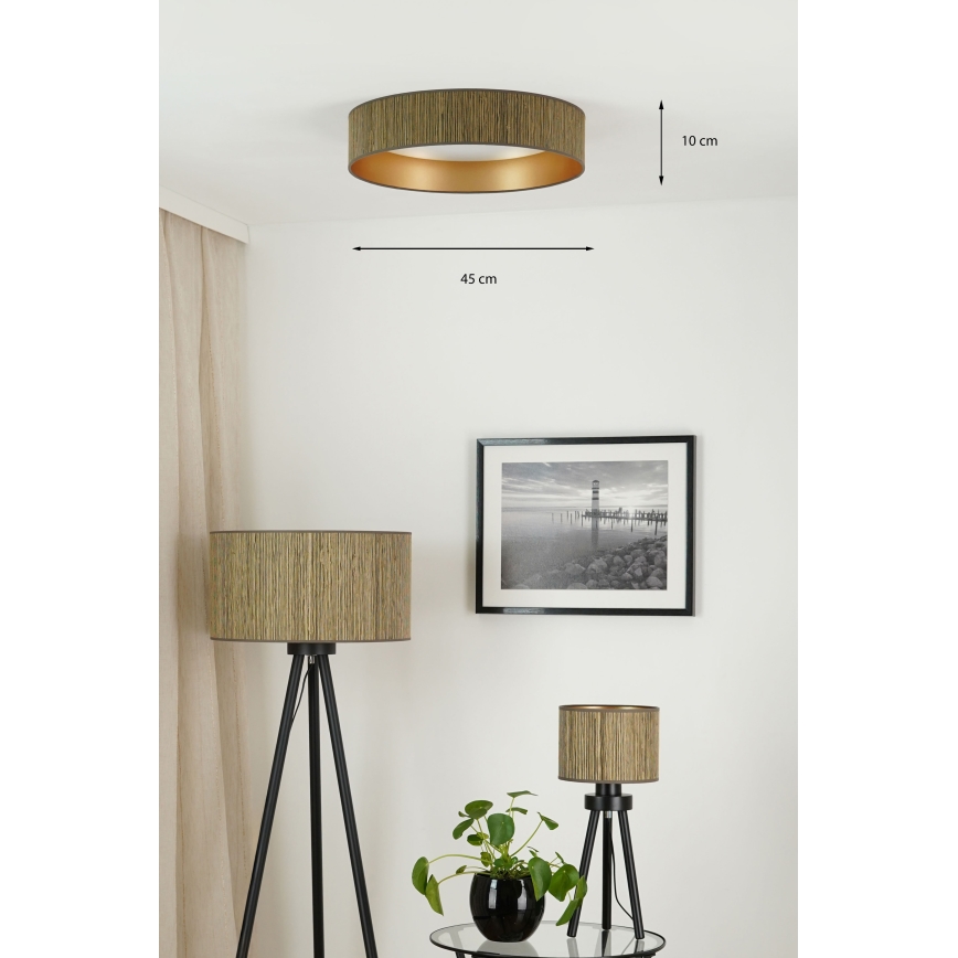 Brilagi - LED loftlampe dæmpbar VEGAS SHINE LED/24W/230V 3000/4000/6500K strå brun/guldfarvet + fjernbetjening