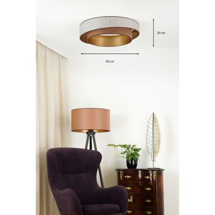 Brilagi - LED loftlampe dæmpbar VEGAS SHINE LED/24W/230V diameter 60 cm 3000/4000/6500K brun + fjernbetjening