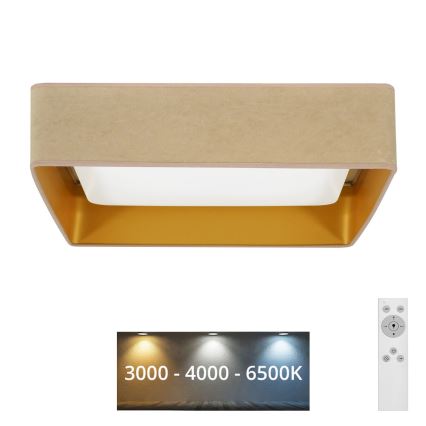 Brilagi - LED loftlampe dæmpbar VELVET SQUARE LED/24W/230V 3000/4000/6500K + fjernbetjening beige