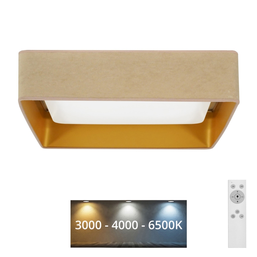 Brilagi - LED loftlampe dæmpbar VELVET SQUARE LED/24W/230V 3000/4000/6500K + fjernbetjening beige
