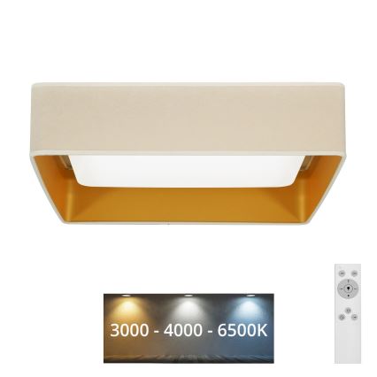 Brilagi - LED loftlampe dæmpbar VELVET SQUARE LED/24W/230V 3000/4000/6500K + fjernbetjening cremefarvet