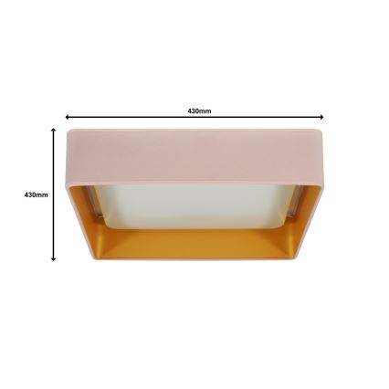 Brilagi - LED loftlampe dæmpbar VELVET SQUARE LED/24W/230V 3000/4000/6500K + fjernbetjening lyserød