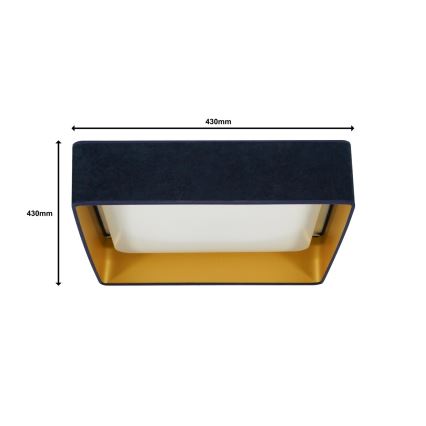 Brilagi - LED loftlampe dæmpbar VELVET SQUARE LED/24W/230V 3000/4000/6500K + fjernbetjening mørkeblå