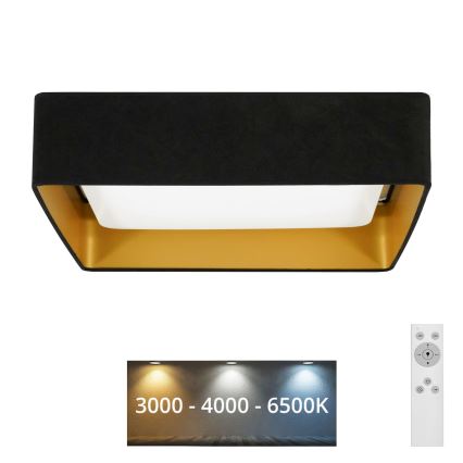 Brilagi - LED loftlampe dæmpbar VELVET SQUARE LED/24W/230V 3000/4000/6500K + fjernbetjening sort