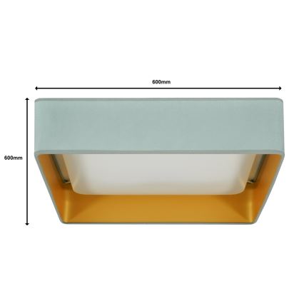 Brilagi - LED loftlampe dæmpbar VELVET SQUARE SMART LED/36W/230V 2700-6500K Wi-Fi Tuya + fjernbetjening mintgrøn