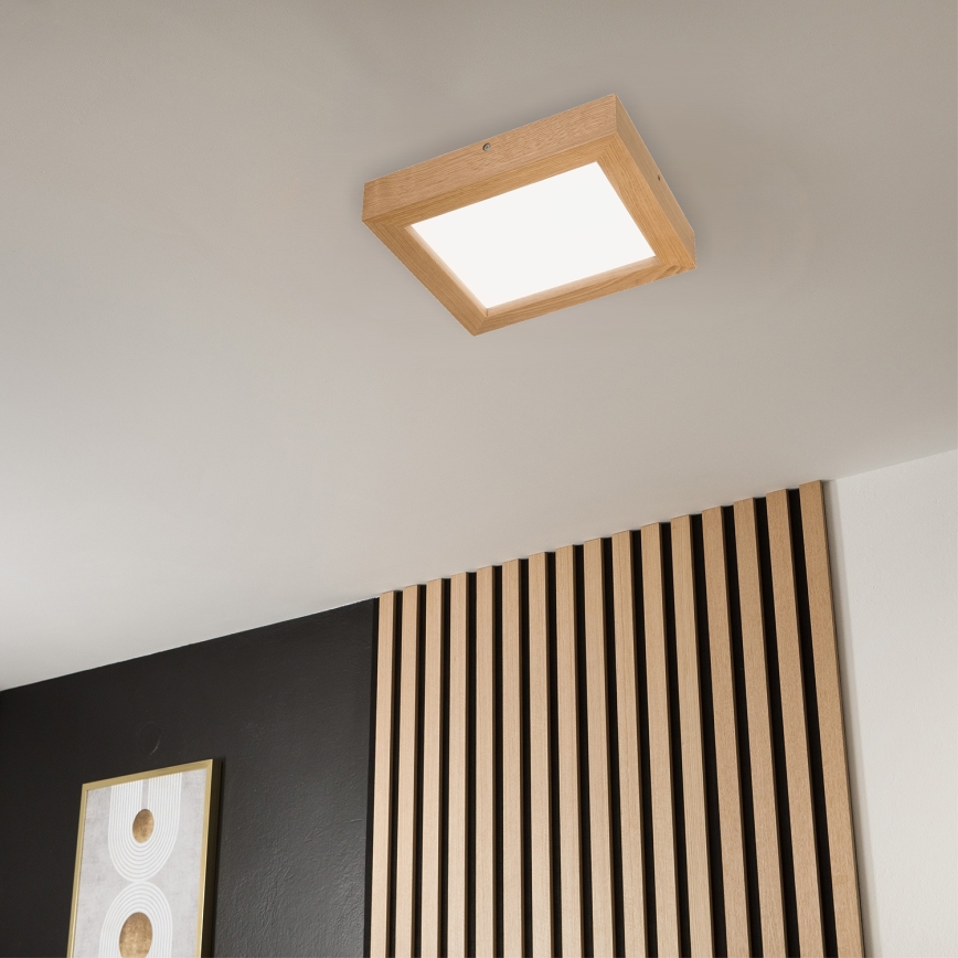 Brilagi - LED loftlampe til badeværelse dæmpbar WOODY FRAME LED/24W/230V eg 30x30 cm 3000-6000K IP44 + fjernbetjening