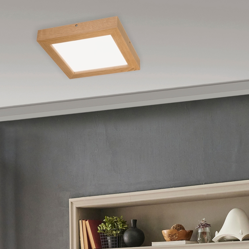 Brilagi - LED loftlampe til badeværelse dæmpbar WOODY FRAME LED/24W/230V eg 30x30 cm 3000-6000K IP44 + fjernbetjening