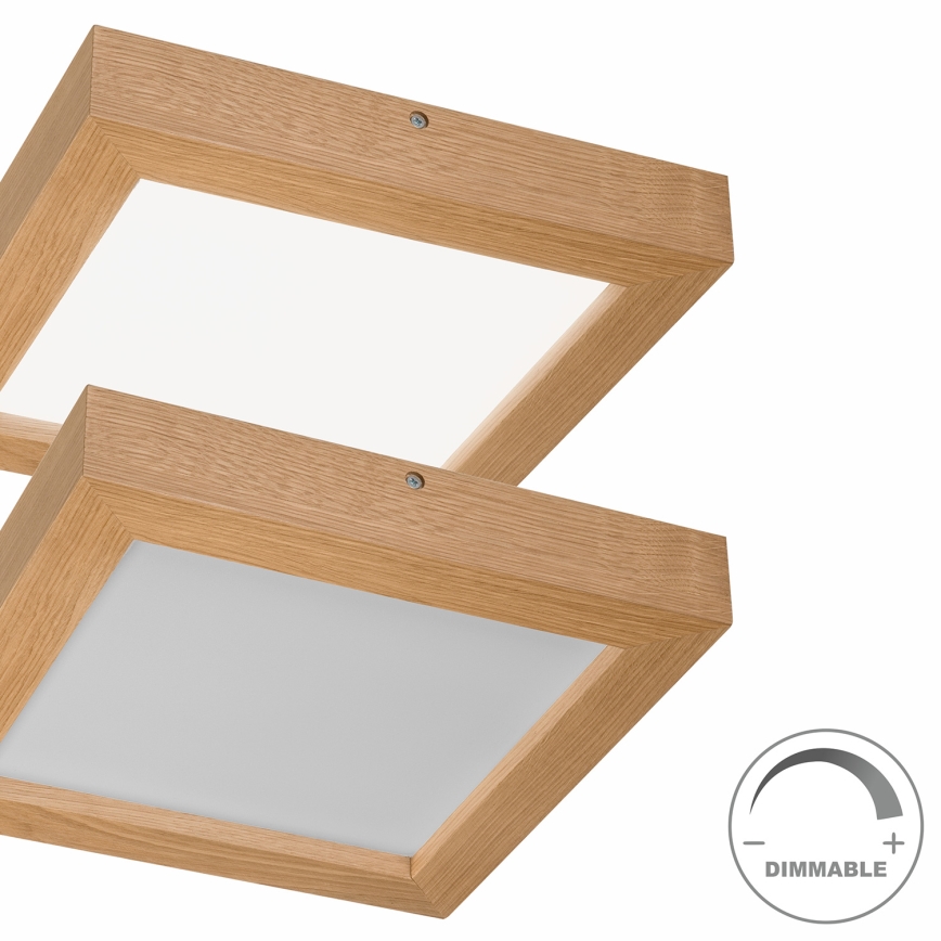 Brilagi - LED loftlampe til badeværelse dæmpbar WOODY FRAME LED/24W/230V eg 30x30 cm 3000-6000K IP44 + fjernbetjening