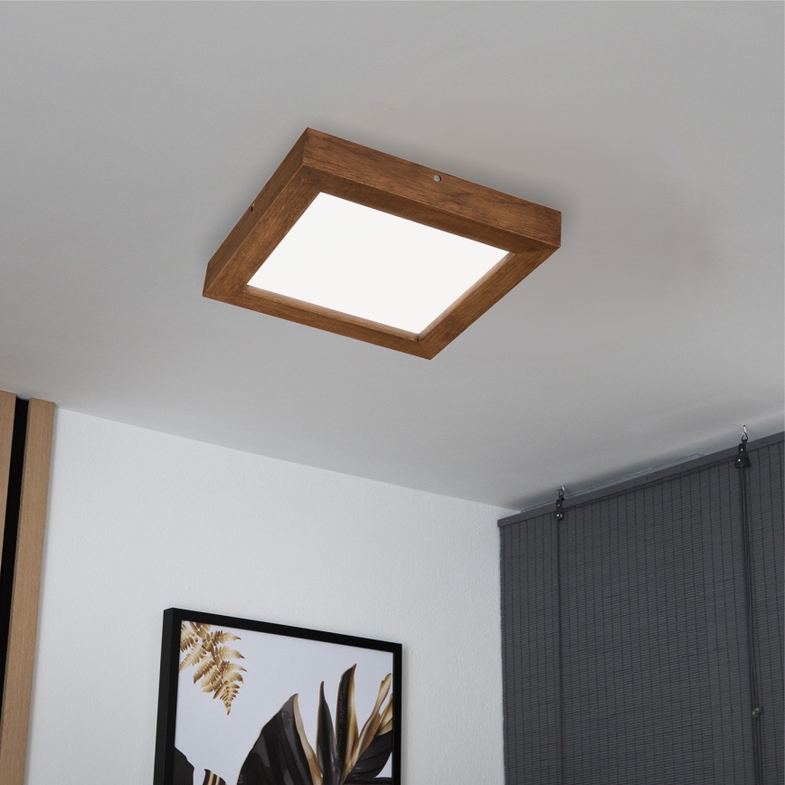 Brilagi - LED loftlampe til badeværelse dæmpbar WOODY FRAME LED/24W/230V eg kirsebær 30x30 cm 3000-6000K IP44 + fjernbetjening