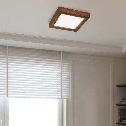Brilagi - LED loftlampe til badeværelse dæmpbar WOODY FRAME LED/24W/230V eg kirsebær 30x30 cm 3000-6000K IP44 + fjernbetjening