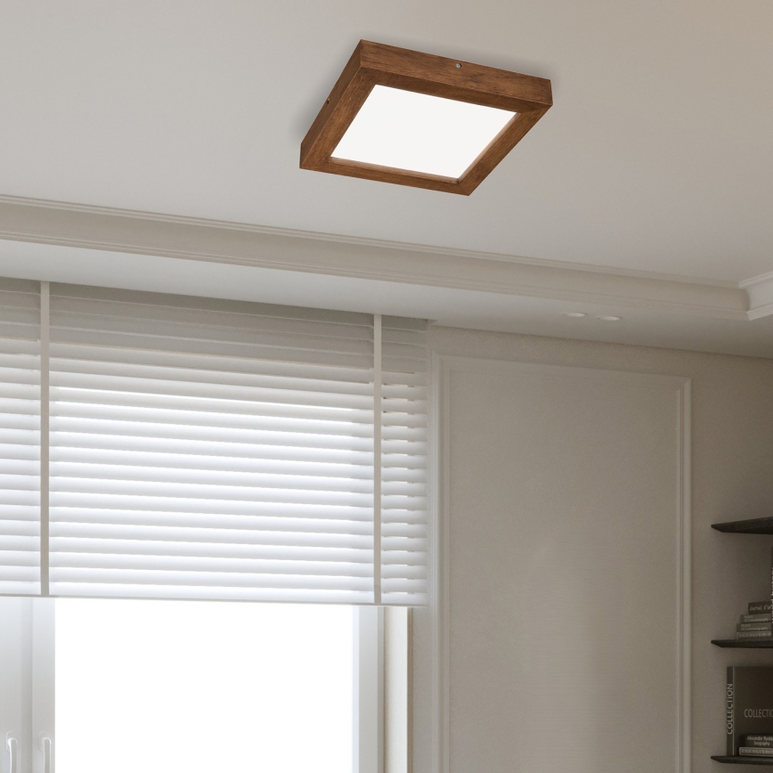 Brilagi - LED loftlampe til badeværelse dæmpbar WOODY FRAME LED/24W/230V eg kirsebær 30x30 cm 3000-6000K IP44 + fjernbetjening