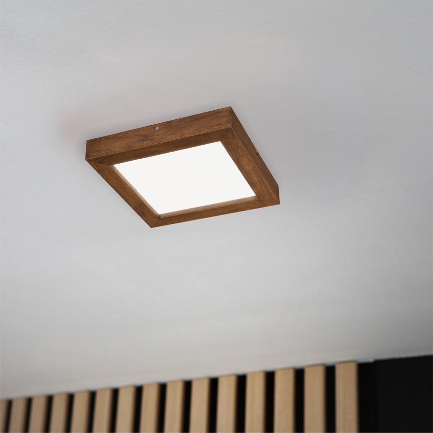 Brilagi - LED loftlampe til badeværelse dæmpbar WOODY FRAME LED/24W/230V eg kirsebær 30x30 cm 3000-6000K IP44 + fjernbetjening