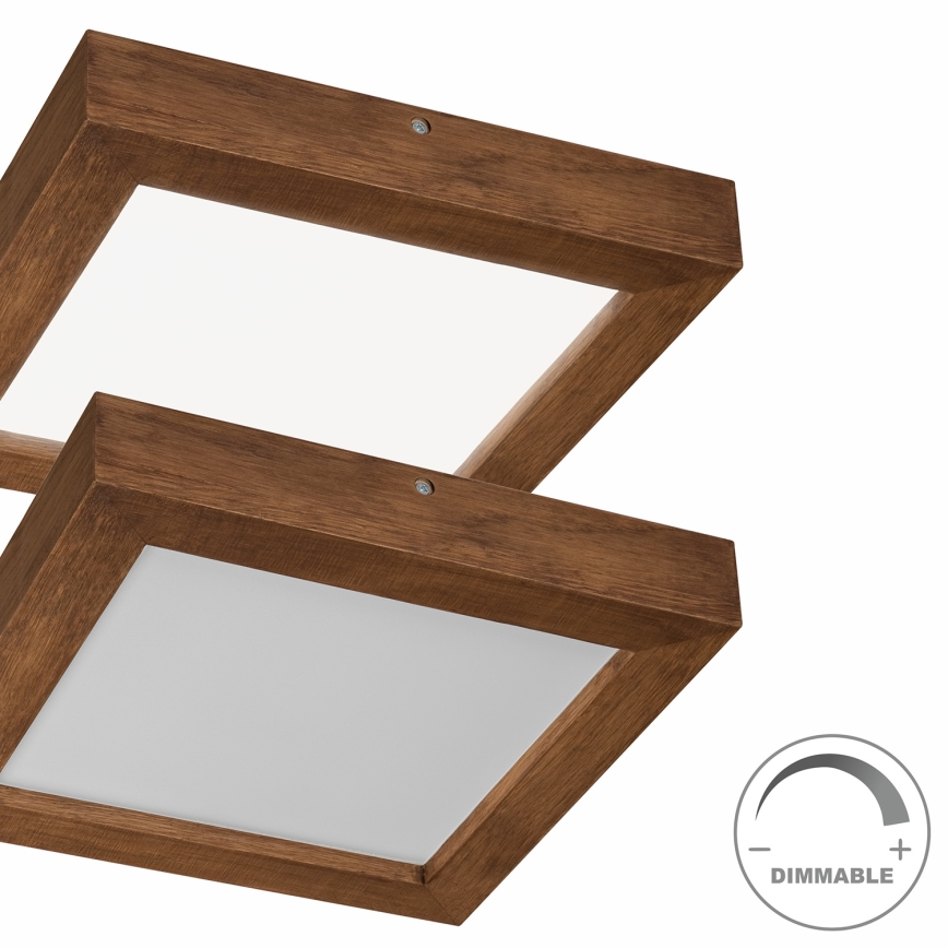 Brilagi - LED loftlampe til badeværelse dæmpbar WOODY FRAME LED/24W/230V eg kirsebær 30x30 cm 3000-6000K IP44 + fjernbetjening