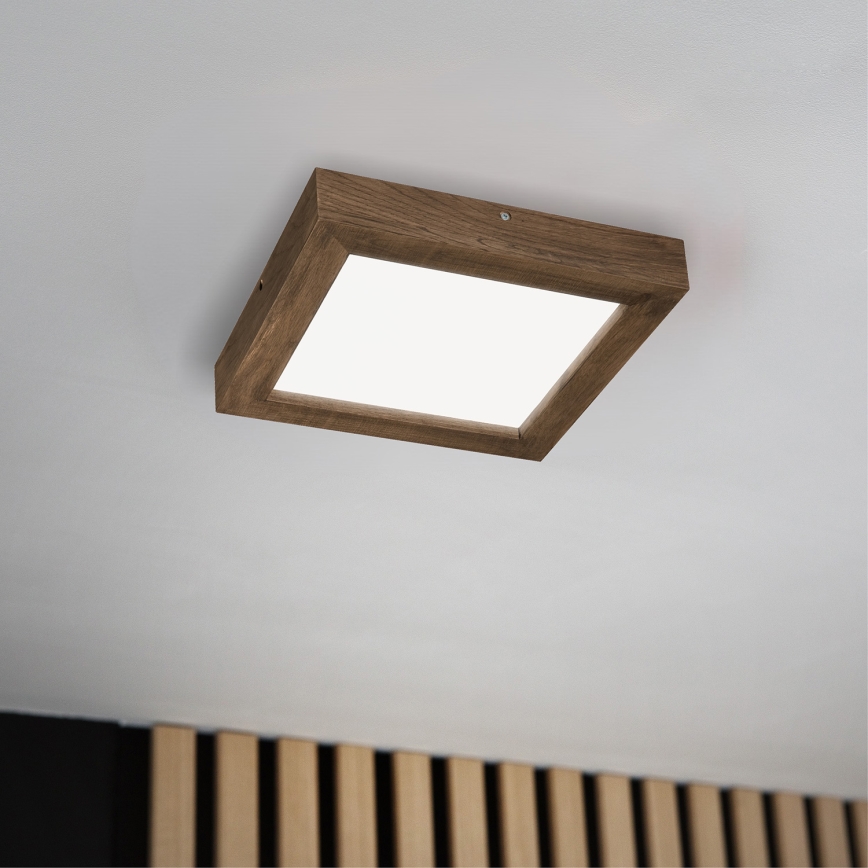 Brilagi - LED loftlampe til badeværelse dæmpbar WOODY FRAME LED/24W/230V eg 30x30 cm 3000-6000K IP44 + fjernbetjening