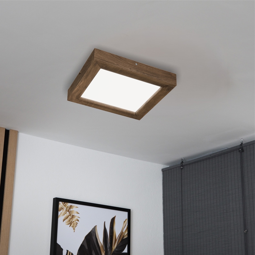 Brilagi - LED loftlampe til badeværelse dæmpbar WOODY FRAME LED/24W/230V eg 30x30 cm 3000-6000K IP44 + fjernbetjening