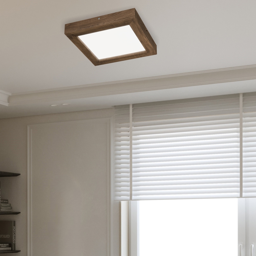 Brilagi - LED loftlampe til badeværelse dæmpbar WOODY FRAME LED/24W/230V eg 30x30 cm 3000-6000K IP44 + fjernbetjening