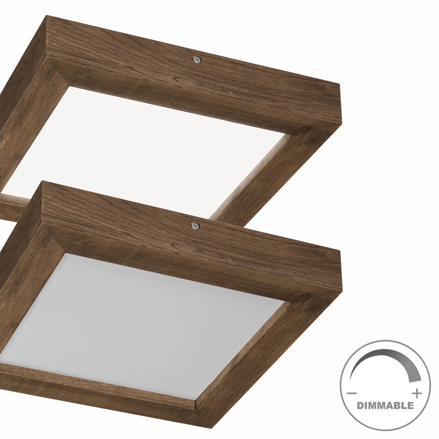 Brilagi - LED loftlampe til badeværelse dæmpbar WOODY FRAME LED/24W/230V eg 30x30 cm 3000-6000K IP44 + fjernbetjening