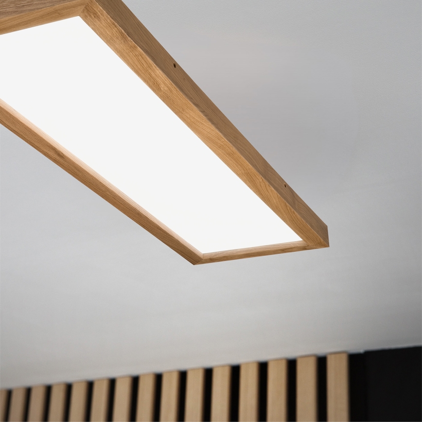 Brilagi - LED loftlampe til badeværelse dæmpbar WOODY FRAME LED/50W/230V eg 120x30 cm 3000-6000K IP44 + fjernbetjening