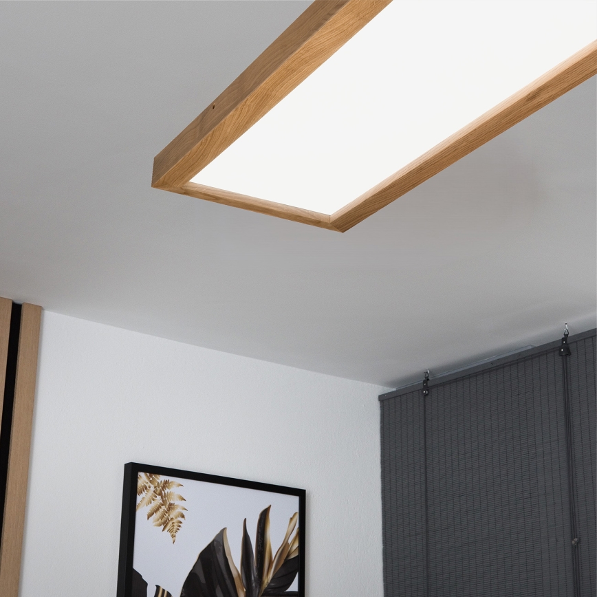 Brilagi - LED loftlampe til badeværelse dæmpbar WOODY FRAME LED/50W/230V eg 120x30 cm 3000-6000K IP44 + fjernbetjening