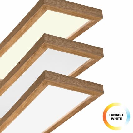 Brilagi - LED loftlampe til badeværelse dæmpbar WOODY FRAME LED/50W/230V eg 120x30 cm 3000-6000K IP44 + fjernbetjening
