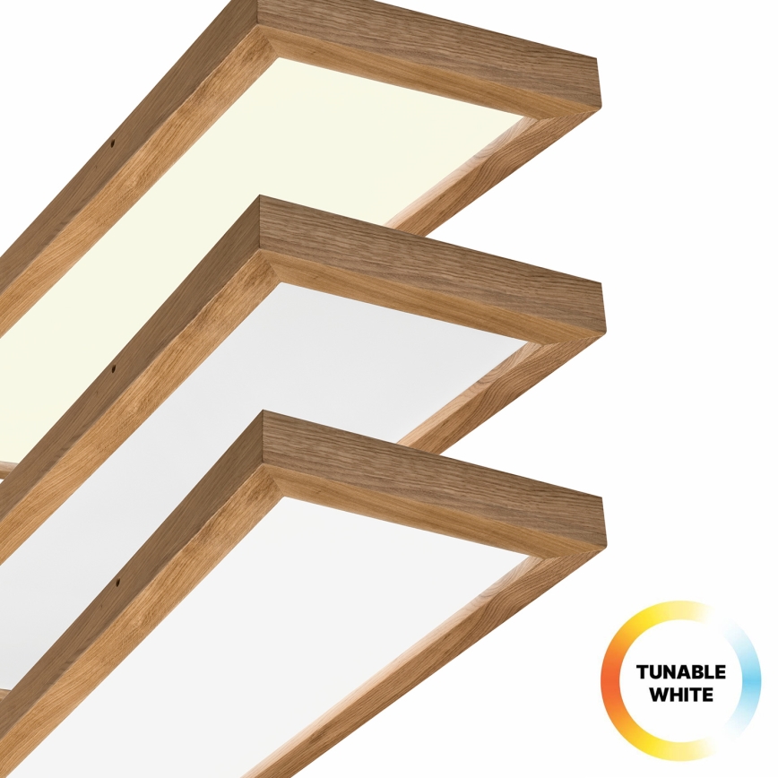 Brilagi - LED loftlampe til badeværelse dæmpbar WOODY FRAME LED/50W/230V eg 120x30 cm 3000-6000K IP44 + fjernbetjening