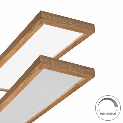 Brilagi - LED loftlampe til badeværelse dæmpbar WOODY FRAME LED/50W/230V eg 120x30 cm 3000-6000K IP44 + fjernbetjening
