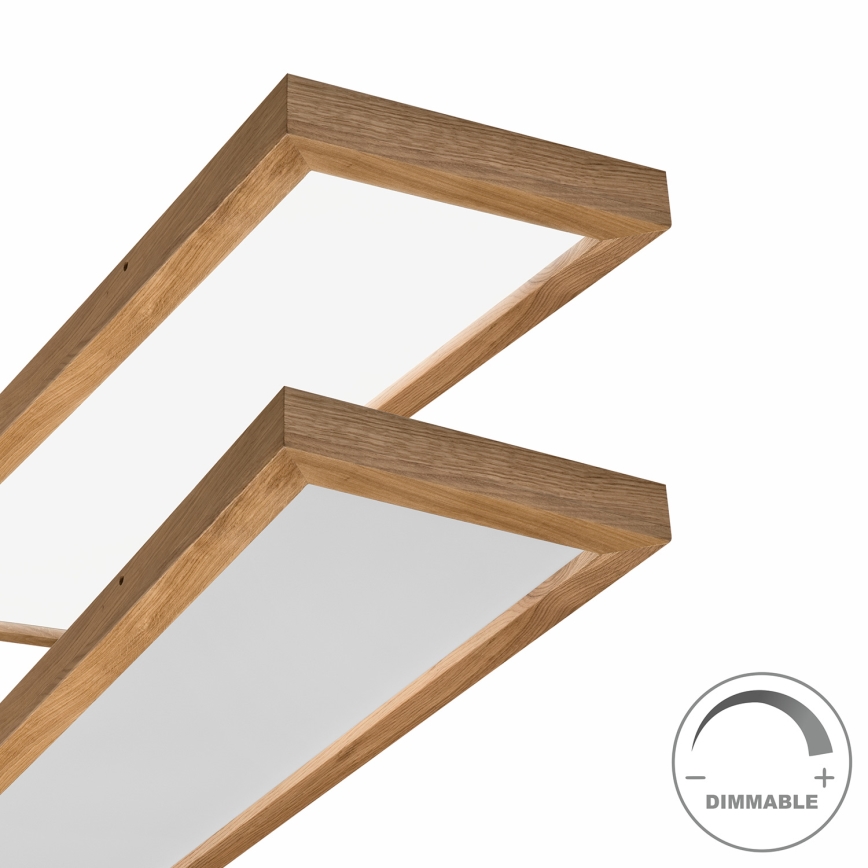 Brilagi - LED loftlampe til badeværelse dæmpbar WOODY FRAME LED/50W/230V eg 120x30 cm 3000-6000K IP44 + fjernbetjening