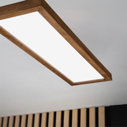 Brilagi - LED loftlampe til badeværelse dæmpbar WOODY FRAME LED/50W/230V eg kirsebær 120x30 cm 3000-6000K IP44 + fjernbetjening
