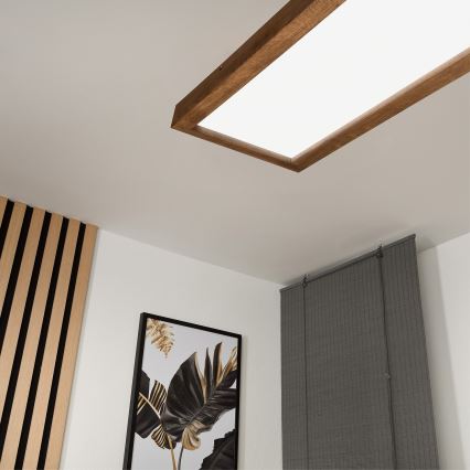 Brilagi - LED loftlampe til badeværelse dæmpbar WOODY FRAME LED/50W/230V eg kirsebær 120x30 cm 3000-6000K IP44 + fjernbetjening