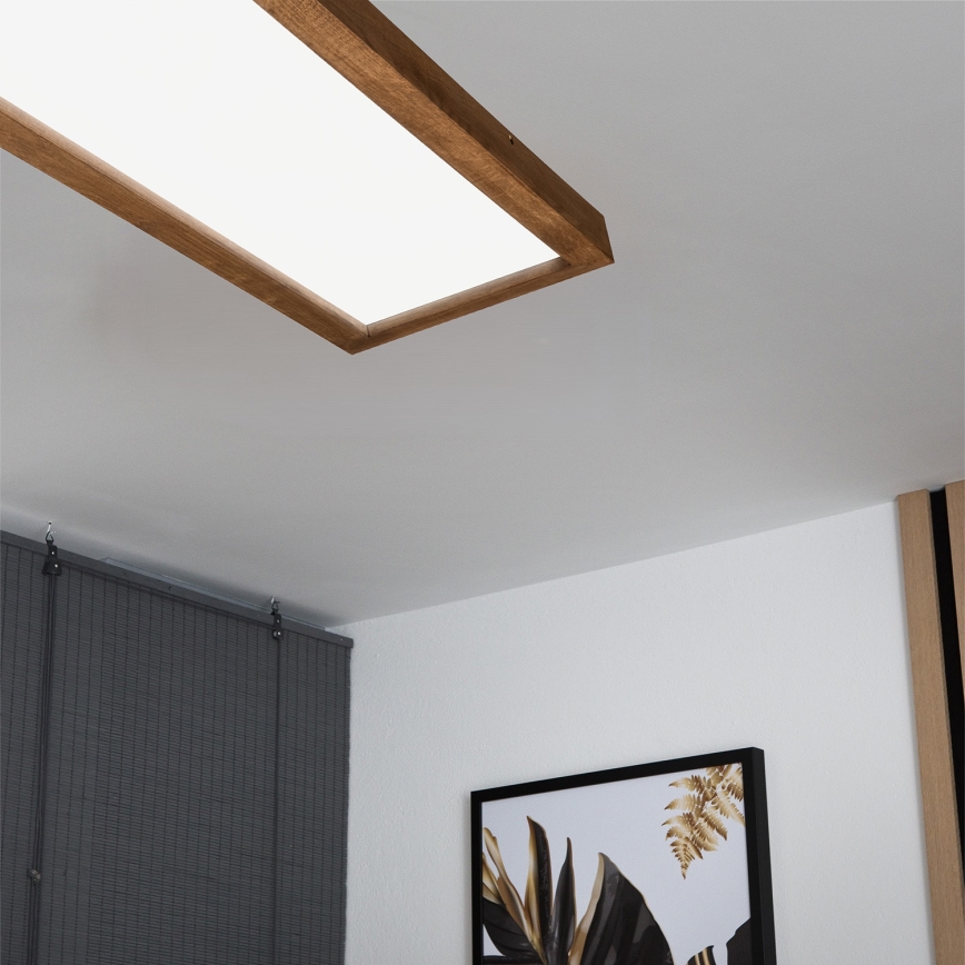 Brilagi - LED loftlampe til badeværelse dæmpbar WOODY FRAME LED/50W/230V eg kirsebær 120x30 cm 3000-6000K IP44 + fjernbetjening