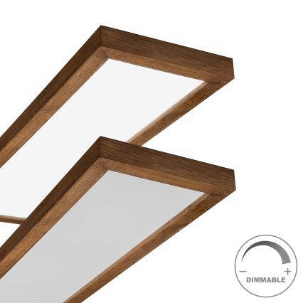 Brilagi - LED loftlampe til badeværelse dæmpbar WOODY FRAME LED/50W/230V eg kirsebær 120x30 cm 3000-6000K IP44 + fjernbetjening