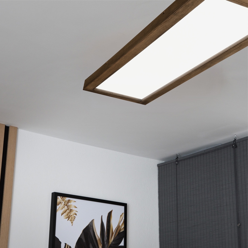 Brilagi - LED loftlampe til badeværelse dæmpbar WOODY FRAME LED/50W/230V eg 120x30 cm 3000-6000K IP44 + fjernbetjening