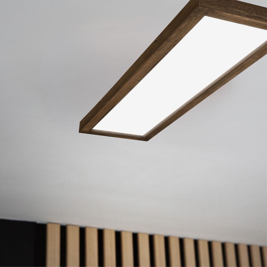 Brilagi - LED loftlampe til badeværelse dæmpbar WOODY FRAME LED/50W/230V eg 120x30 cm 3000-6000K IP44 + fjernbetjening