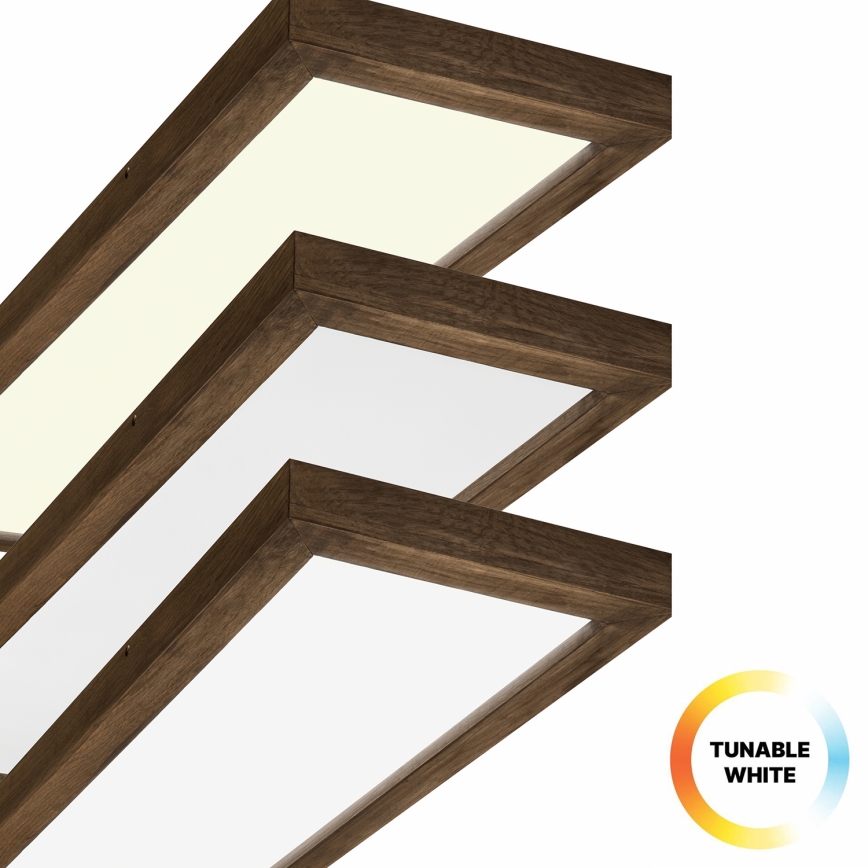 Brilagi - LED loftlampe til badeværelse dæmpbar WOODY FRAME LED/50W/230V eg 120x30 cm 3000-6000K IP44 + fjernbetjening