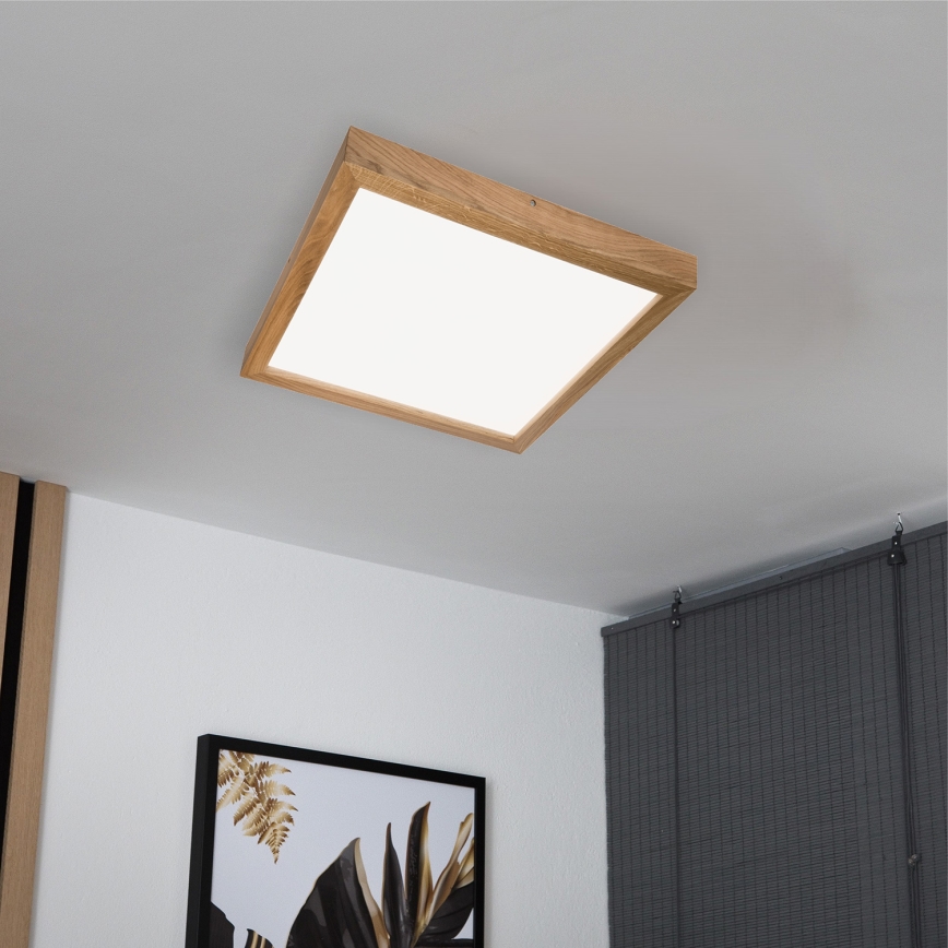 Brilagi - LED loftlampe til badeværelse dæmpbar WOODY FRAME LED/50W/230V eg 60x60 cm 3000-6000K IP44 + fjernbetjening