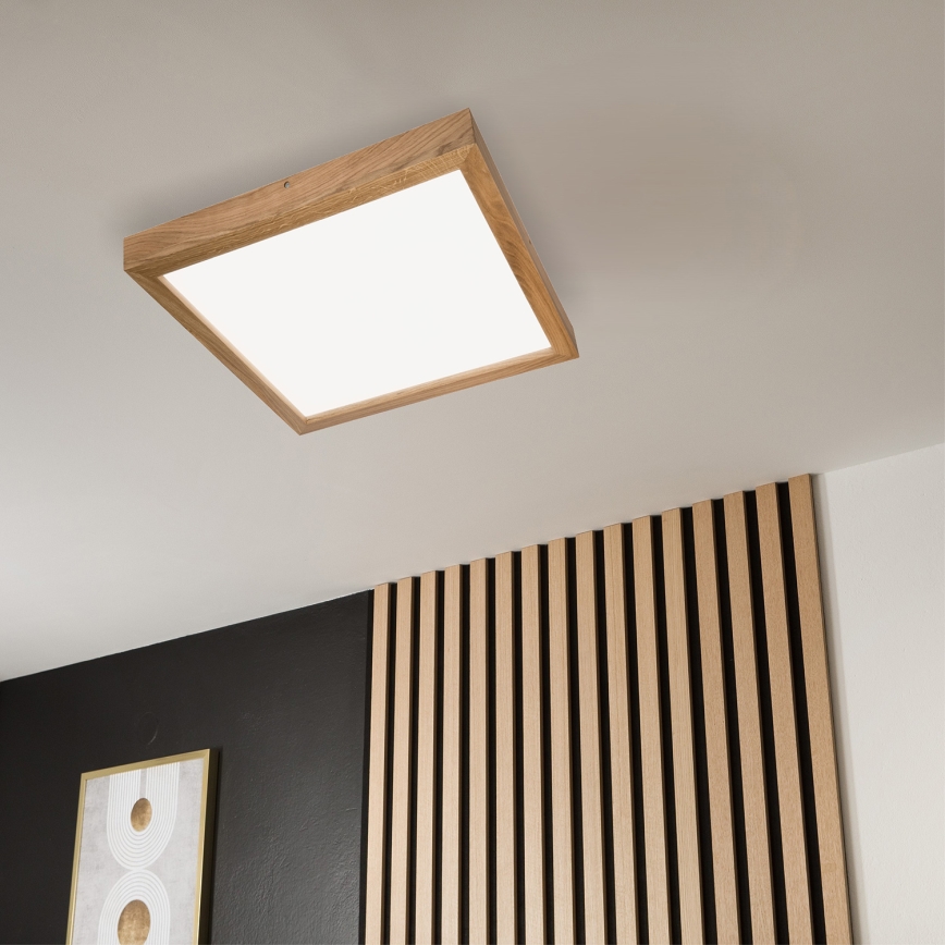 Brilagi - LED loftlampe til badeværelse dæmpbar WOODY FRAME LED/50W/230V eg 60x60 cm 3000-6000K IP44 + fjernbetjening