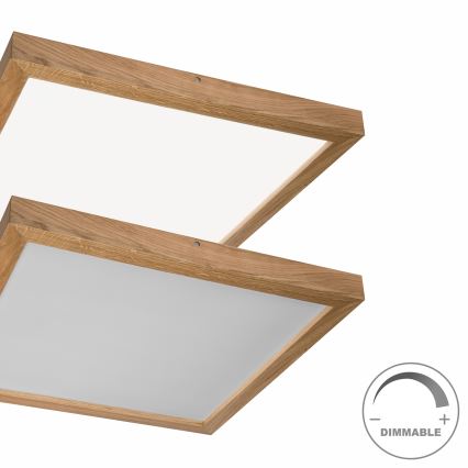 Brilagi - LED loftlampe til badeværelse dæmpbar WOODY FRAME LED/50W/230V eg 60x60 cm 3000-6000K IP44 + fjernbetjening