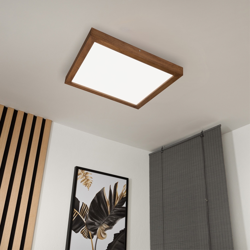 Brilagi - LED loftlampe til badeværelse dæmpbar WOODY FRAME LED/50W/230V eg kirsebær 60x60 cm 3000-6000K IP44 + fjernbetjening